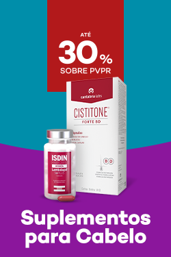 Supelementos para cabelo com destaque promocional de at&eacute; 30% sobre pre&ccedil;o de Venda ao P&uacute;blico Recomendado